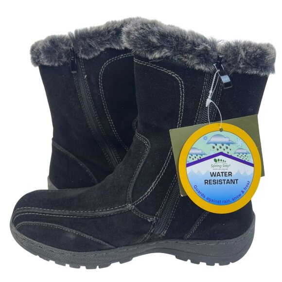 Spring Step Womens Achieve Black Suede Boots Size 39 Faux Fur SOLD OUT! - Picture 2 of 10